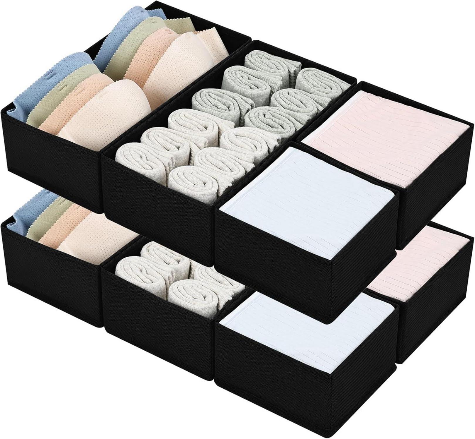 Schubladen Organizer Set Aufbewahrungsbox Stoff Schwarz