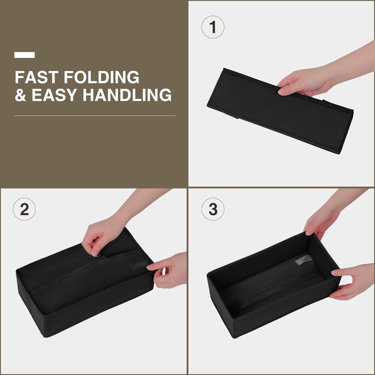 DIMJ 8er Schubladen Organizer Set, Faltbare Aufbewahrungsboxen für Kleiderschrank, Kleidung - Schwarz