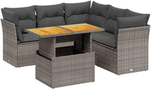 Garten Sofagarnitur mit Kissen 5-TLG. Poly Rattan Grau
