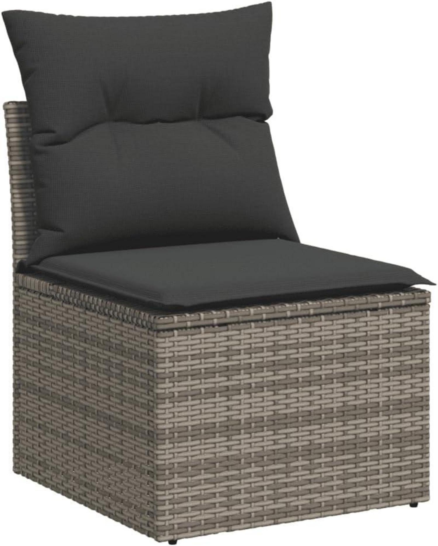 vidaXL Garten Sofagarnitur mit Kissen 5-TLG. Grau Poly Rattan