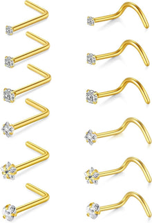 Nasenpiercing Chirurgenstahl Zirkonia Strassstein 20G Gold Silber