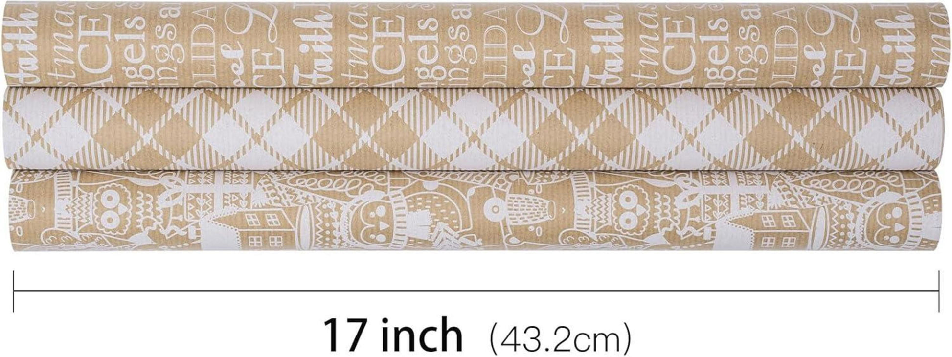 Geschenkpapierrolle Weihnachtsdesign Kraftpapier 43,2cm x 3m