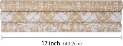 Geschenkpapierrolle Weihnachtsdesign Kraftpapier 43,2cm x 3m