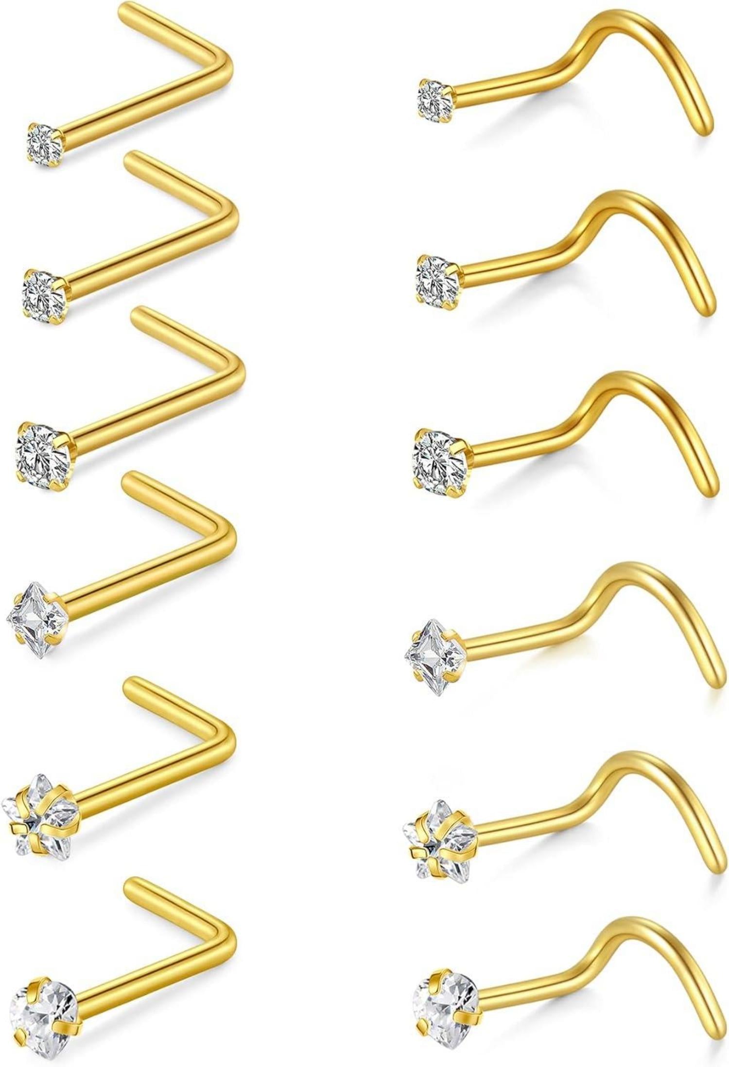 Nasenpiercing Chirurgenstahl Zirconia Strassstein Gold Silber