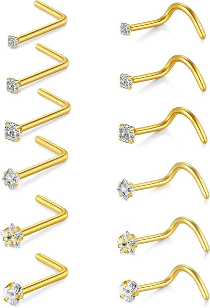 Nasenpiercing Chirurgenstahl Zirconia Strassstein Gold Silber