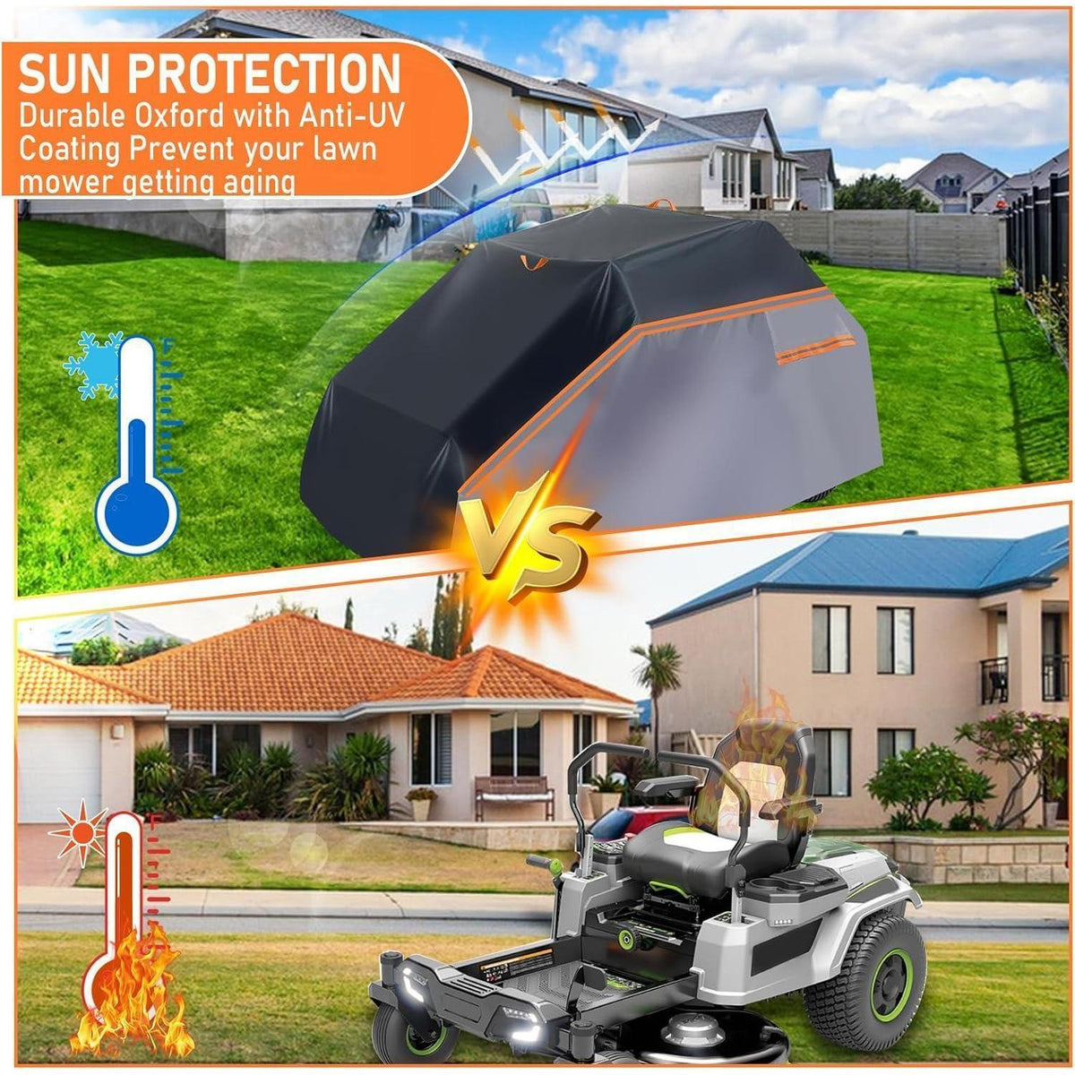 600D Rasentraktor Abdeckung – Wasserdicht & UV-Beständig (201x140x117cm)