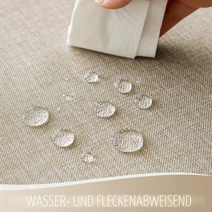 Runde Tischdecke Leinenoptik Beige 100cm – Abwaschbar & Wasserabweisend