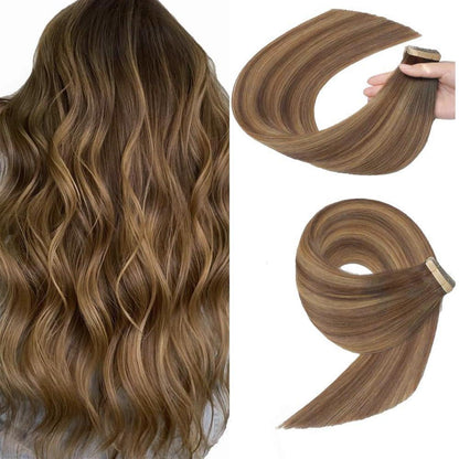 Echthaar Tape Extensions Goldbraun 60cm (24 Zoll)