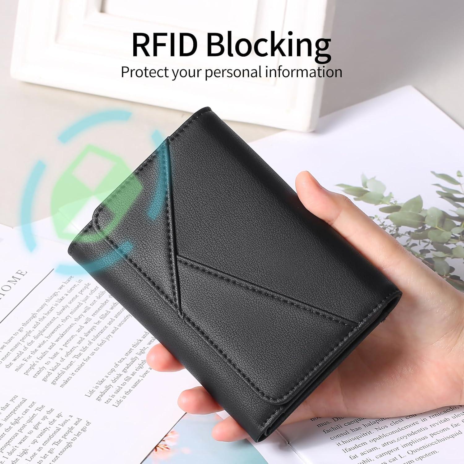 Geldbeutel Damen Leder RFID Portemonnaie Viele Kartenfächer Zipper