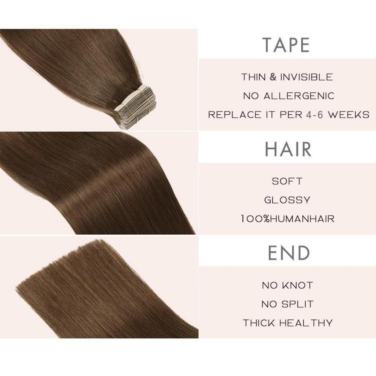 Echthaar Tape Extensions 35cm Schokoladenbraun