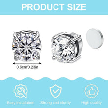 3er Set 6mm Magnet Ohrringe Edelstahl Herren Damen CZ Strass