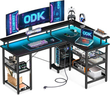 Gaming Eckschreibtisch LED RGB USB-Ports Netzablage 150x102cm