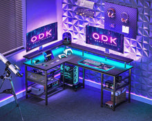 Gaming Tisch LED Beleuchtung USB Steckdosen Schwarz