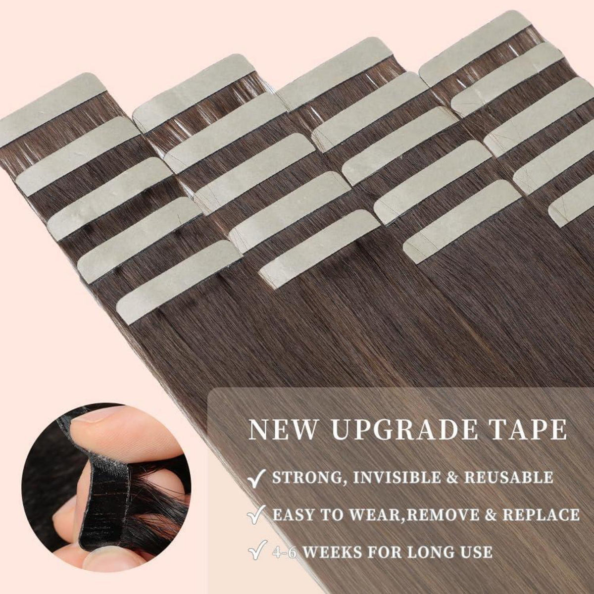 Echthaar Tape Extensions Braun Balayage 35cm (14 Zoll)