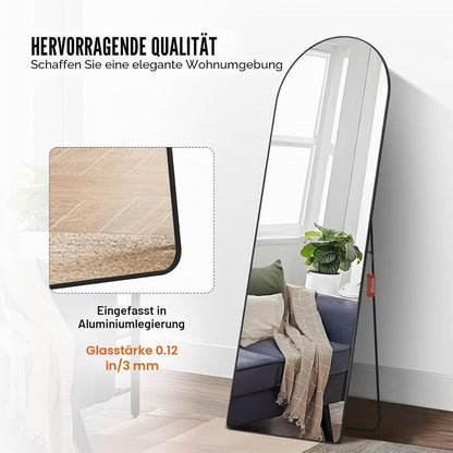 Gewölbter Standspiegel 165x55.8cm – Freistehend & Wandmontage
