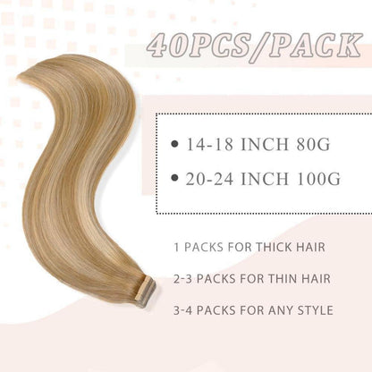 Echthaar Tape Extensions Goldbraun Balayage 35cm (14 Zoll)