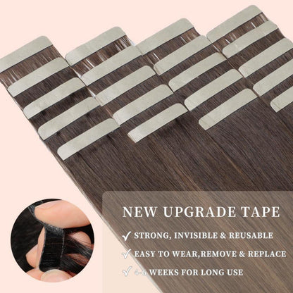 Echthaar Tape Extensions Balayage Braun 60cm (24 Zoll)