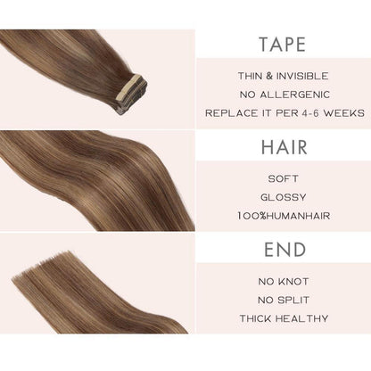 Echthaar Tape Extensions Goldbraun 55cm (22 Zoll)