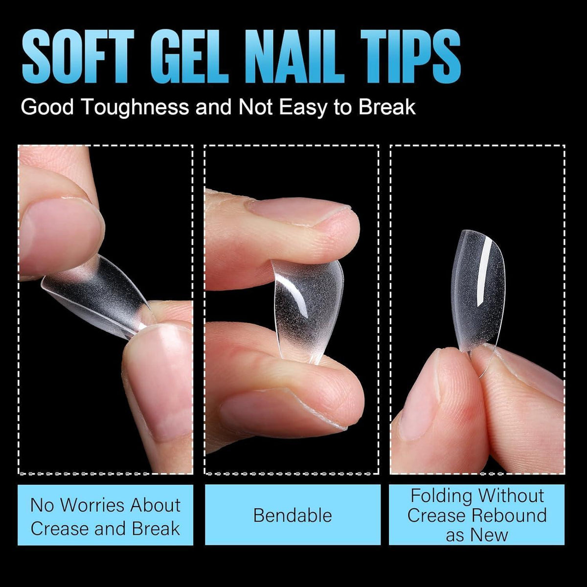 Mandel Nagelspitzen Kurz - 192 Stück für DIY Nail Art & Verlängerung