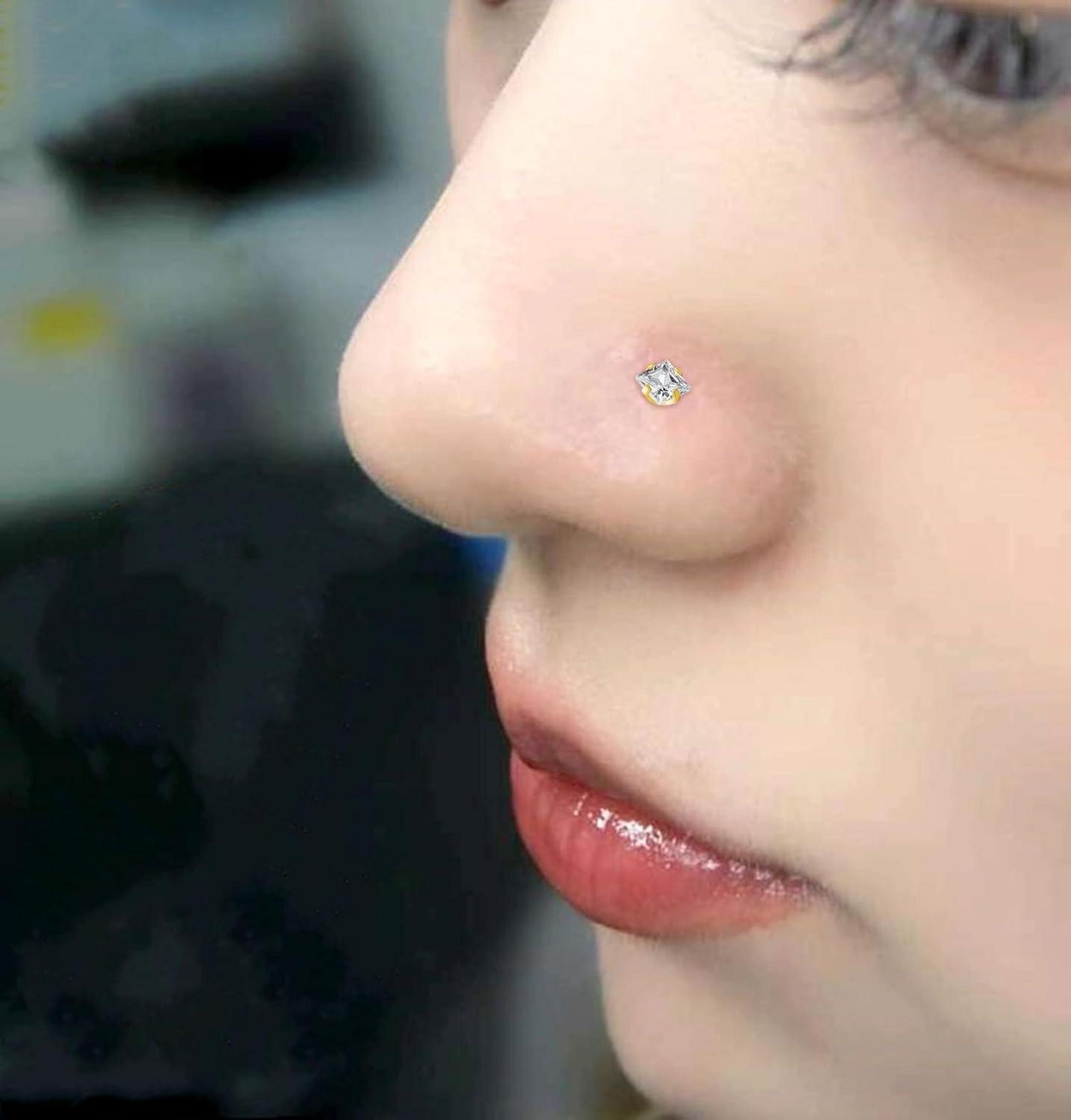 Nasenpiercing 18G 20G 22G Gold Silber Chirurgenstahl Zirkonia Strassstein