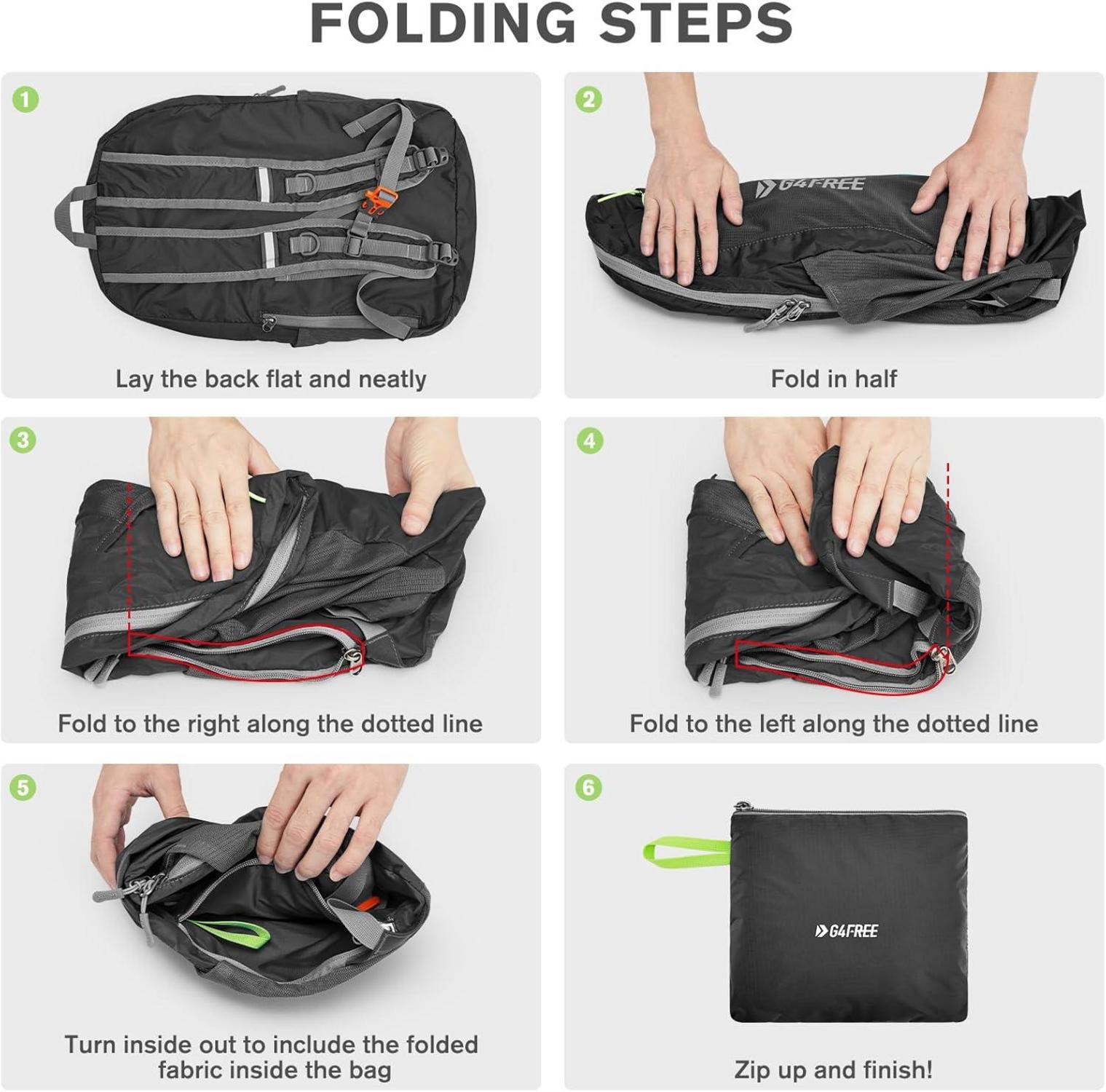 G4Free Faltbarer Leichter Rucksack 25L Wasserdicht Wanderrucksack