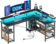 Gaming Tisch LED Beleuchtung Steckdosen USB Schreibtisch Schwarz
