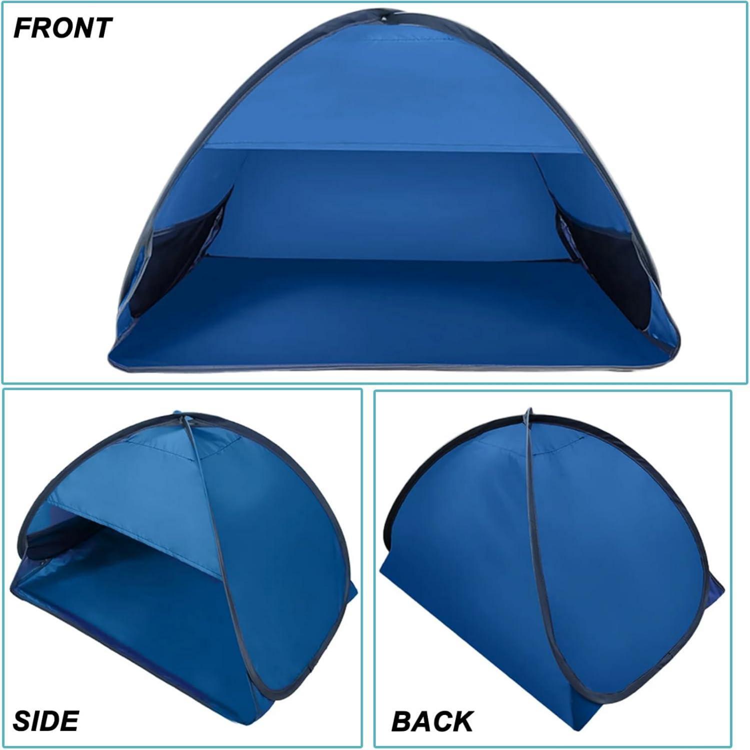 Mini Pop-Up Sonnenzelt Strand Kopfzelt UV-Schutz Silbergewebe