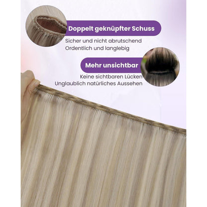 Echthaar Tressen Blond Highlights 55cm - Zum Einnähen