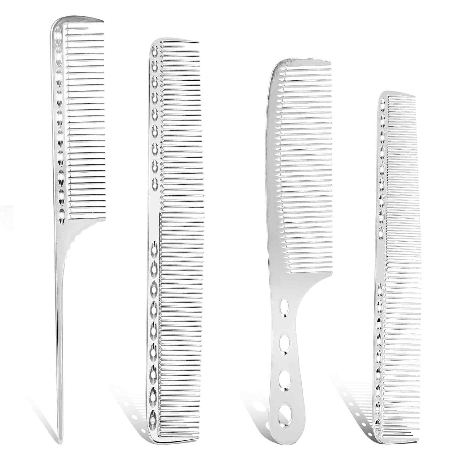 Aluminium Metall Haarkamm Set 4 Stück Professioneller Friseur
