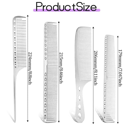 Aluminium Metall Haarkamm Set 4-teilig für professionelles