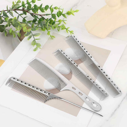 Aluminium Metall Haarkamm Set 4tlg. Profi Friseur Präzisionskamm