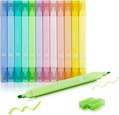 Pastell Textmarker Set Doppelspitze Bibelmarker No Bleed 12er