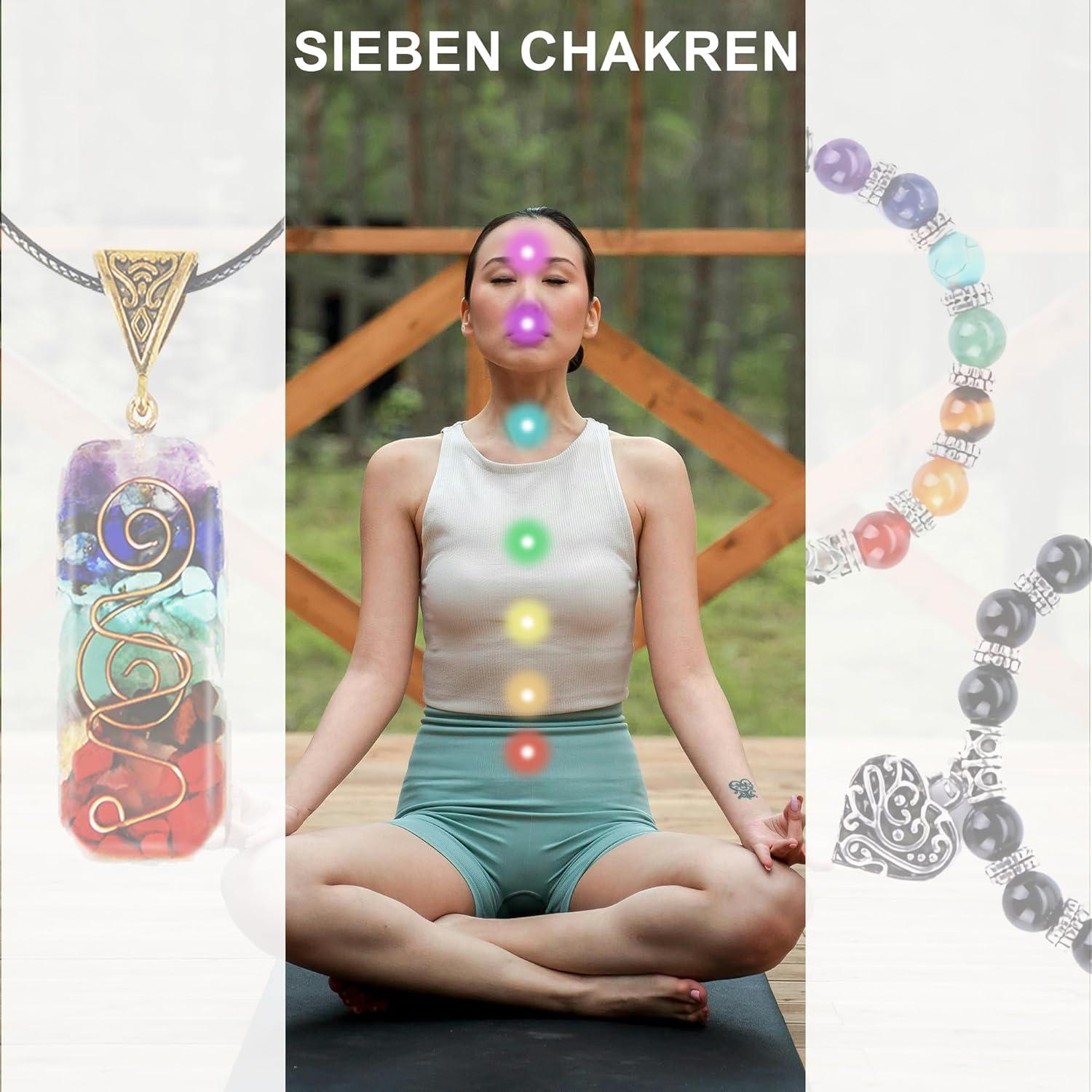 Kristall Heilsteine Set 7 Chakras Chakra-Steine Halskette Armband