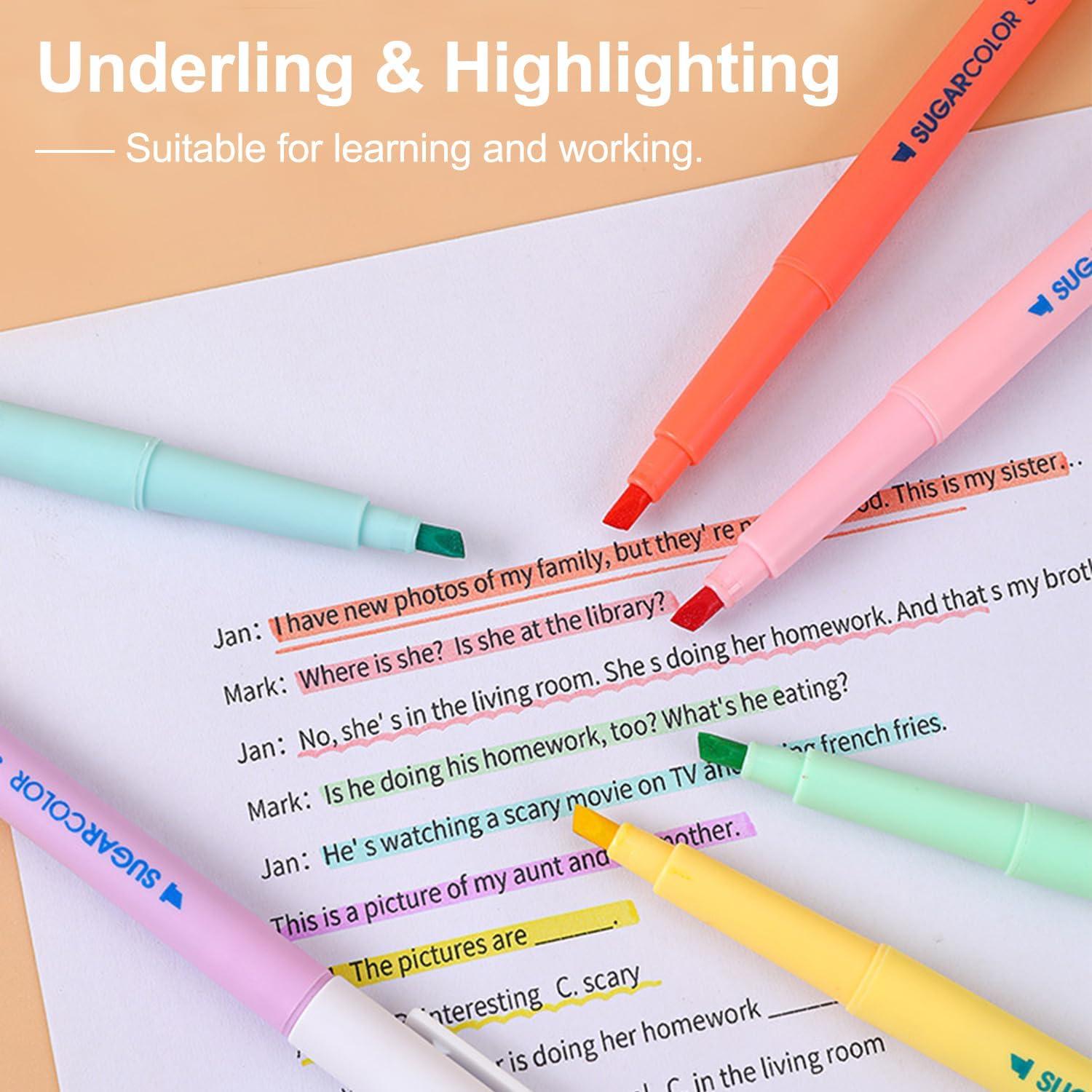 Bunte Textmarker Set 12 Farben, No Bleed, Dry Fast