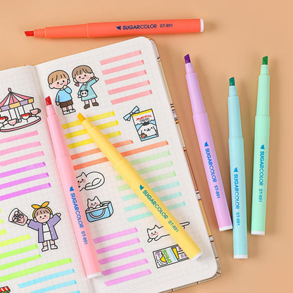 YOSKAEDI Textmarker Set 12 Farben No Bleed Dry Fast Leuchtstifte Highlighter