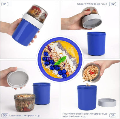 Müslibecher to Go mit Löffel 560ml 310ml Auslaufsicher Joghurtbecher