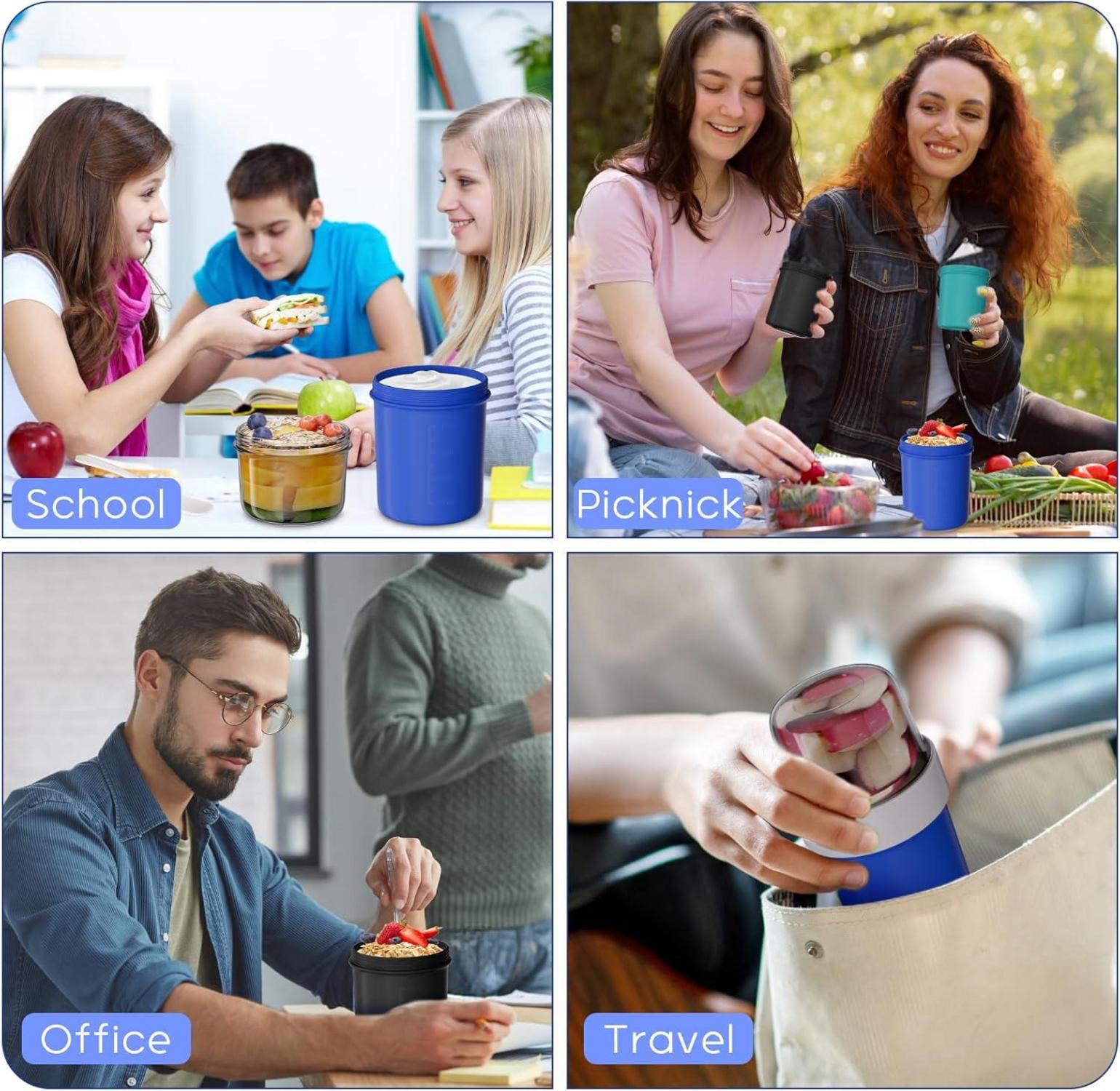 Müslibecher to Go 560ml+310ml Joghurtbecher 2-in-1 Unterwegs