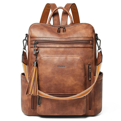 Rucksack Damen Laptopfach 15,6 Zoll Wasserdicht Business in Lederoptik