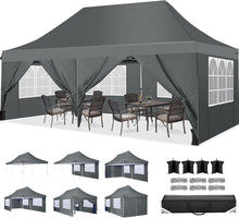 Faltpavillon 3x6m Wasserdicht Stabil Winterfest Grau mit Seitenwänden