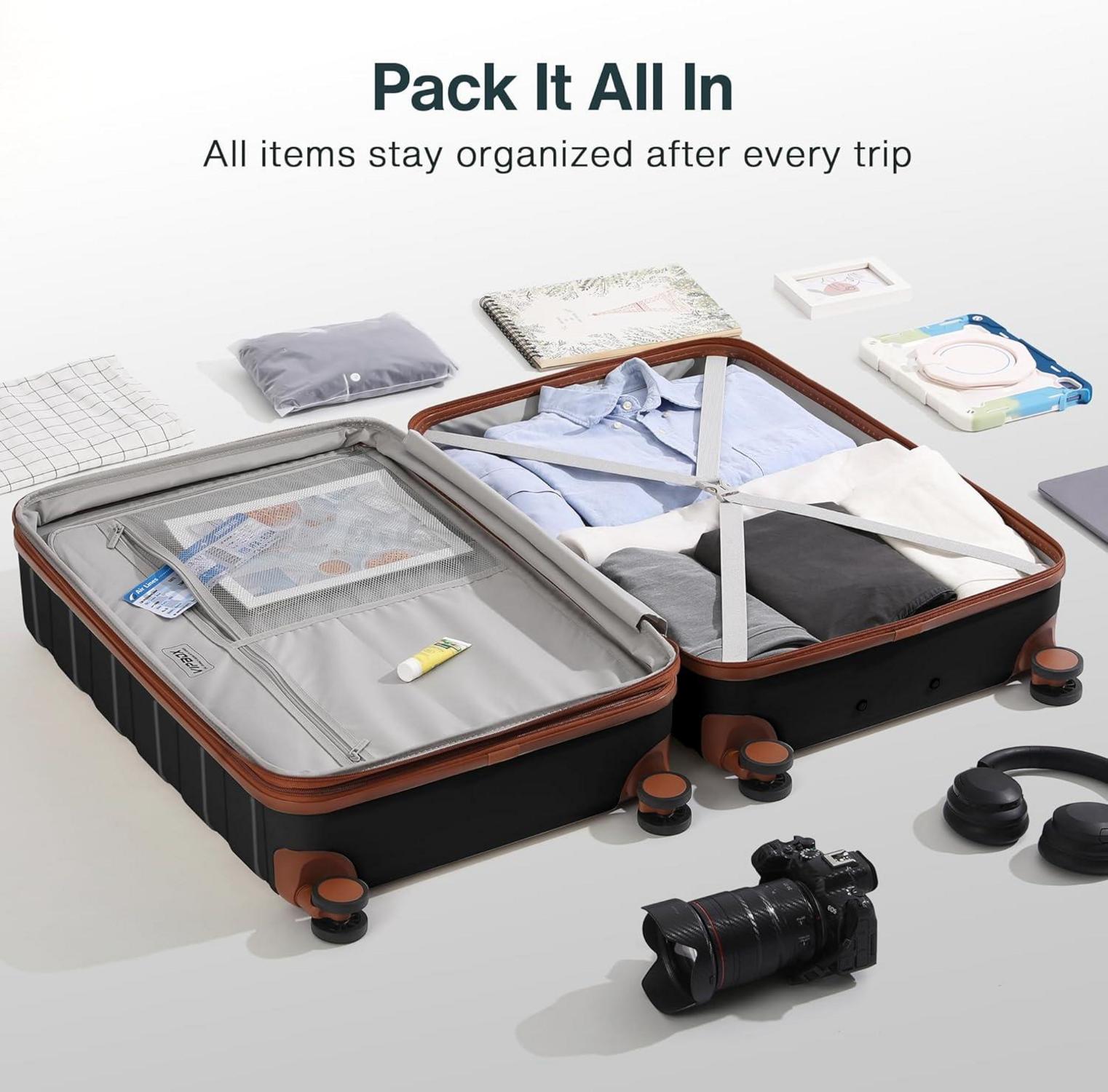 Vipbox Kofferset 3tlg Hartschale Polycarbonat Leicht Erweiterbar Trolley Handgepäck Schwarz