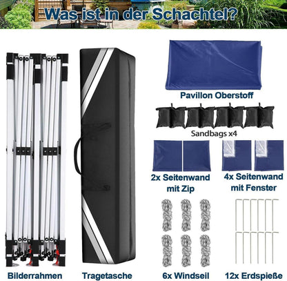 COBIZI Faltpavillon 3x6m Wasserdicht Stabil Winterfest Popup Blau