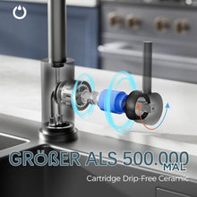 FORIOUS Wasserhahn Küche Schwarz 360° Drehbar Edelstahl