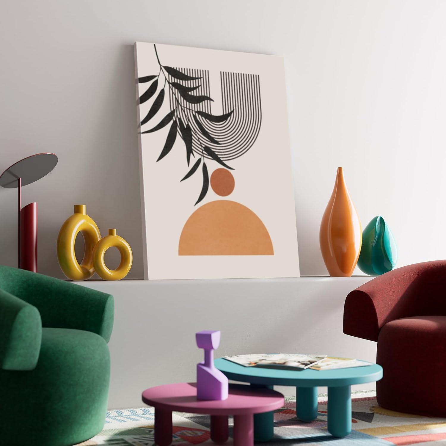 Hyidecorart Botanical Wandbilder Schwarz Orange Modern Set 3 Stück