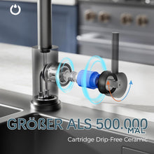 Schwarzer L-Form Wasserhahn Küche 360° Drehbar Edelstahl