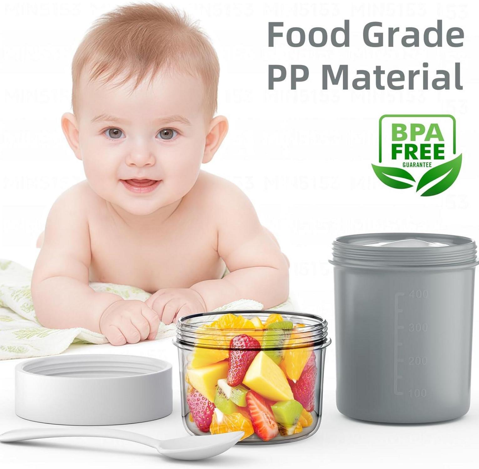 Müslibecher to Go 560ml+310ml Auslaufsicherer Joghurt to go becher Morandi Grau