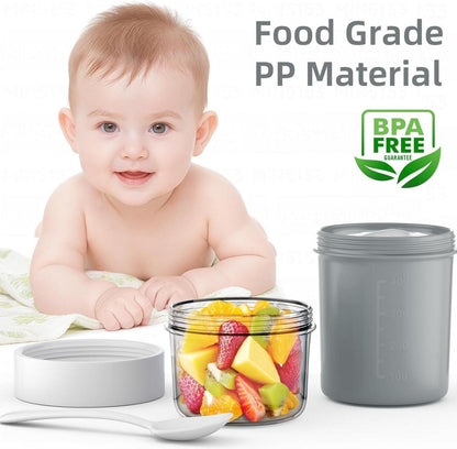 Müslibecher to Go 560ml+310ml Auslaufsicherer Joghurt to go becher Morandi Grau