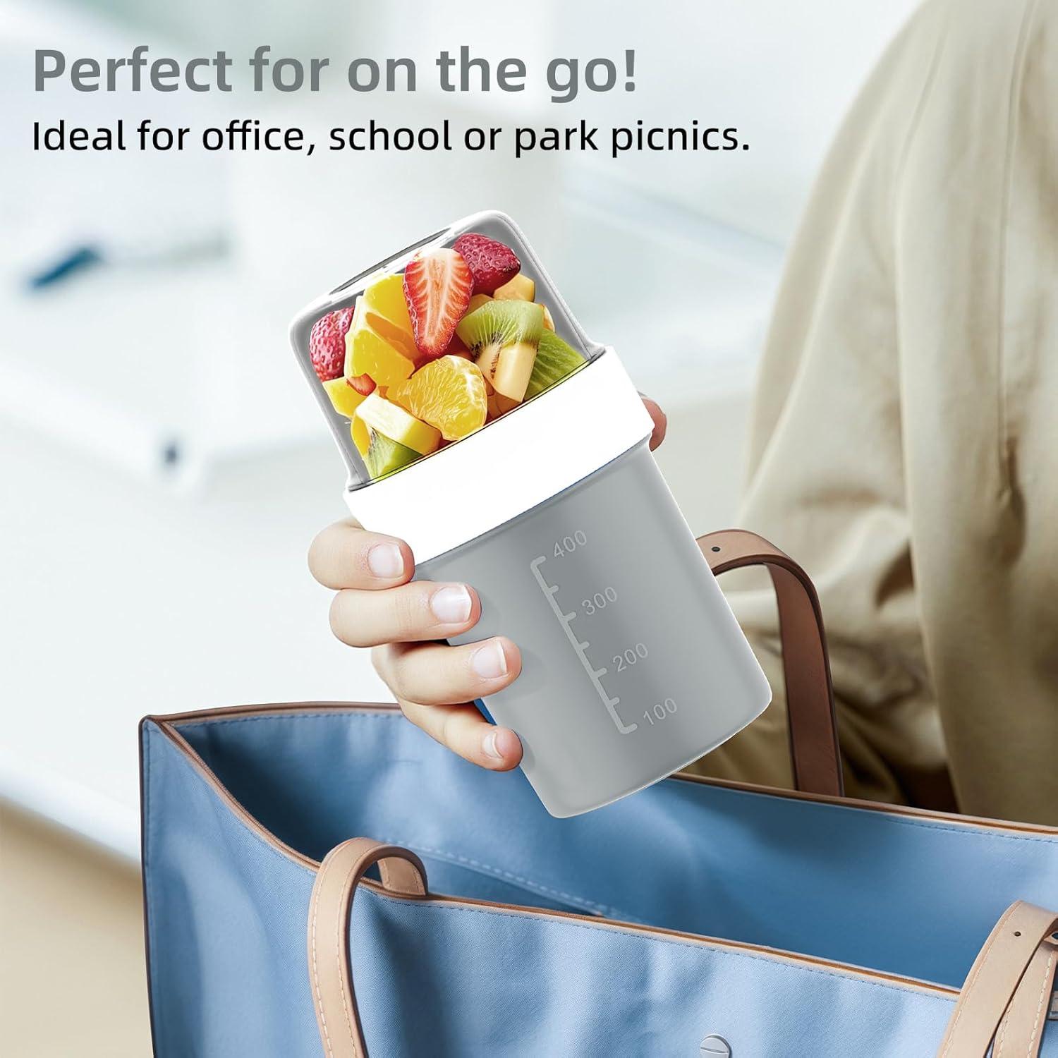 Müslibecher to Go mit Löffel 560ml+310ml Auslaufsicherer Joghurtbecher