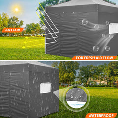 Faltpavillon 3x3m Wasserdicht Stabil Winterfest Grau