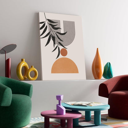 Wandbilder Boho Arches Sonne Botanical Schwarz Orange Blätter Minimalistisch Modern