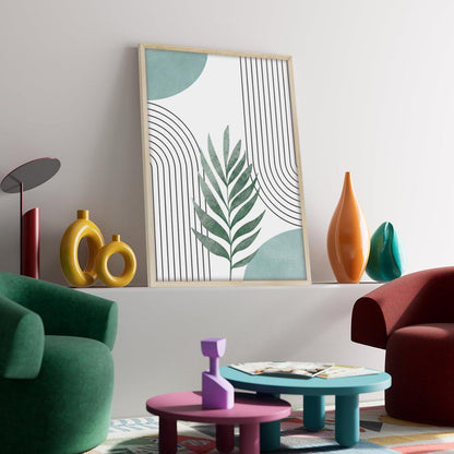Salbeigrün Boho Bilder mit Holzrahmen – Wandkunst Pflanzen & Blätter